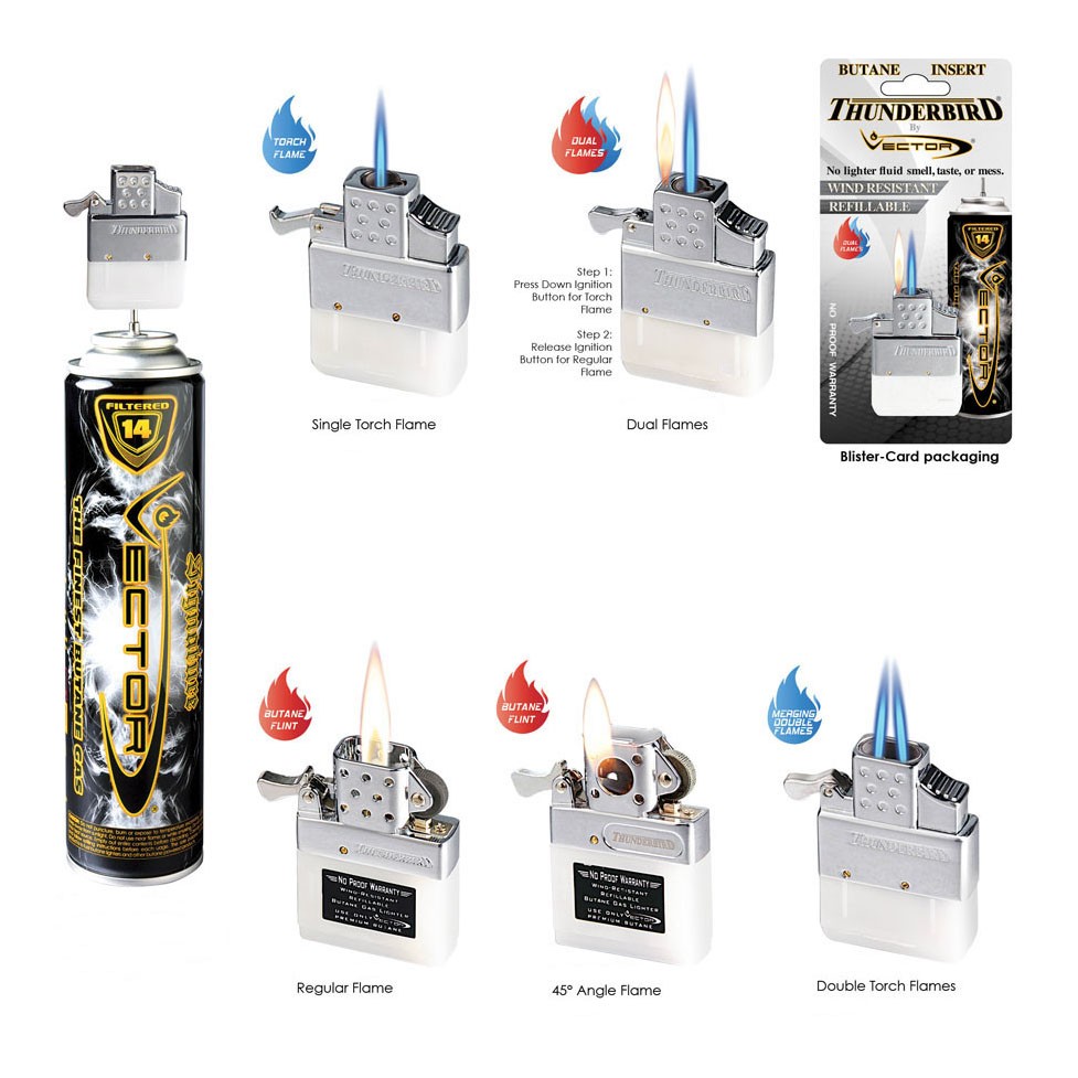 Thunderbird Vector Double Torch Flame Zippo Butane Insert Sybarite Pipe