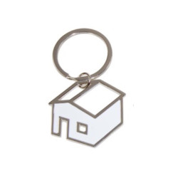 Colored House  Key Ring White