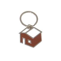 Colored House  Key Ring Brown